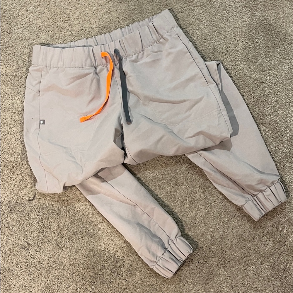 Figs slate joggers w/ limited education orange & grey drawstring size small tall
